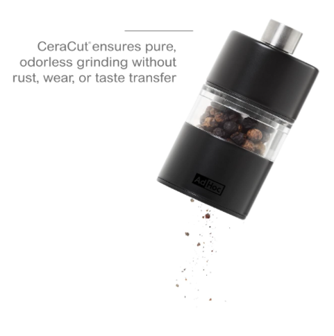 AdHoc Classic MiniMill Pepper / Salt Mill – Black – 2.4" / 6.2 cm