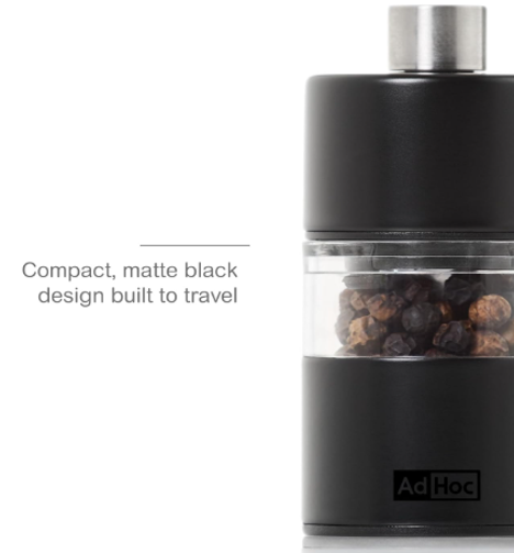 AdHoc Classic MiniMill Pepper / Salt Mill – Black – 2.4" / 6.2 cm