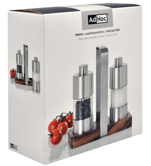 AdHoc Menage Classic Salt and Pepper Mill Set – 6.3" / 16 cm
