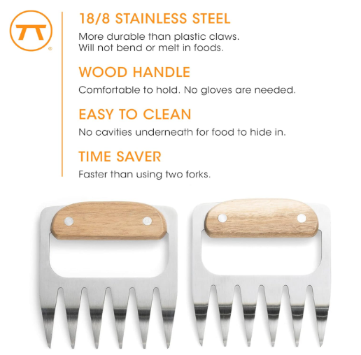 Outset Meat Shredding Bear Claws – Stainless Steel & Acacia