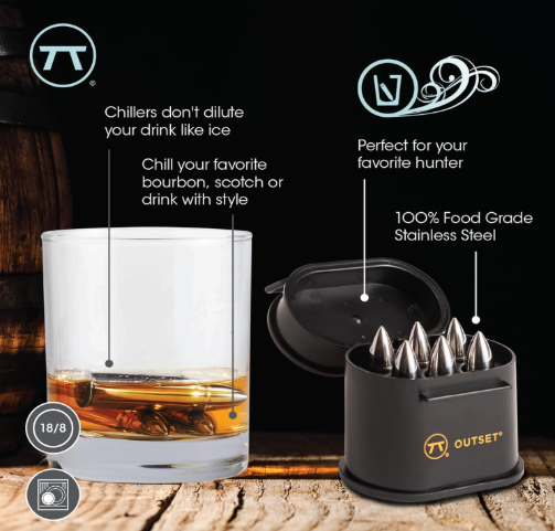 Outset Bullet Whiskey Chillers with Ammo Case