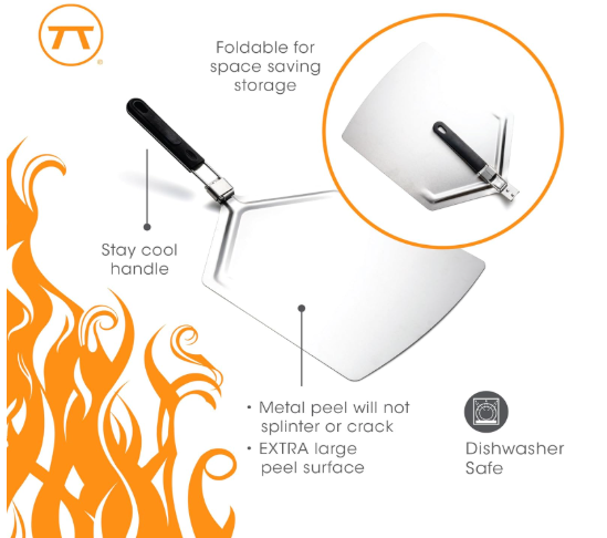 Outset Metal Pizza Paddle with Folding Handle