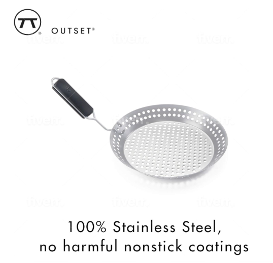 Outset Perforated Grill Skillet with Removable Handle – 12" SS