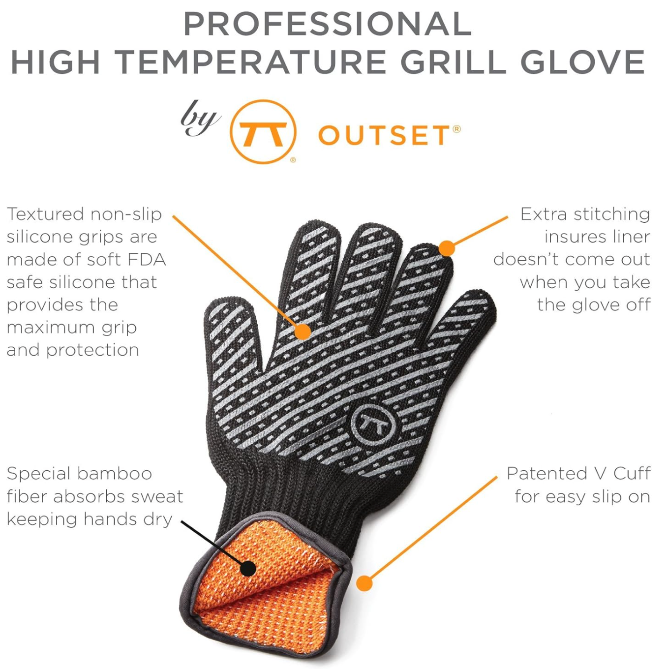 Outset Professional High-Temp Grill Glove – Small/Medium