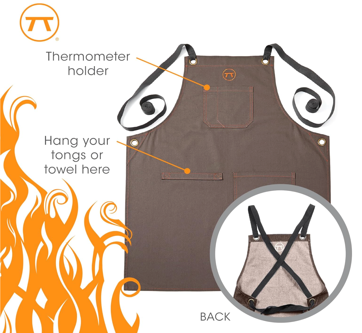 Outset Canvas Griller’s Apron – Brown with Multi-Pockets by Kitchen Niche