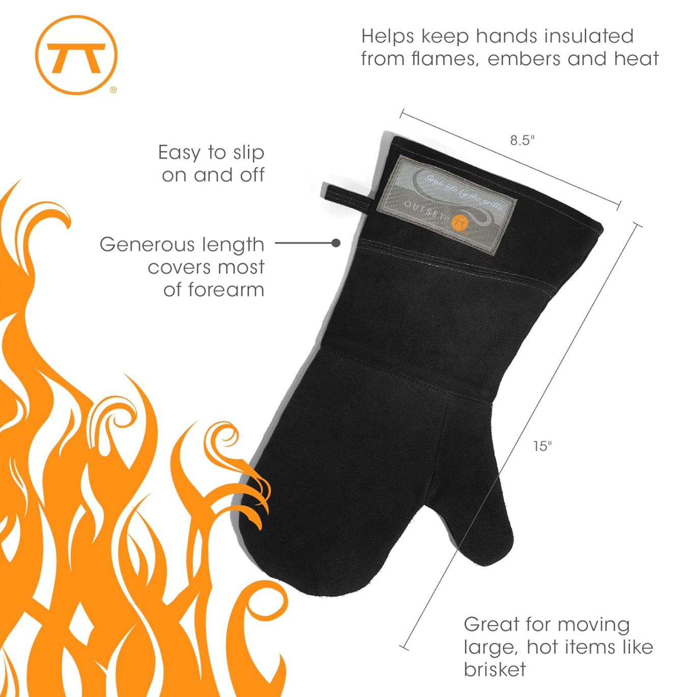 Outset Black Grill Mitt for BBQ & Kitchen