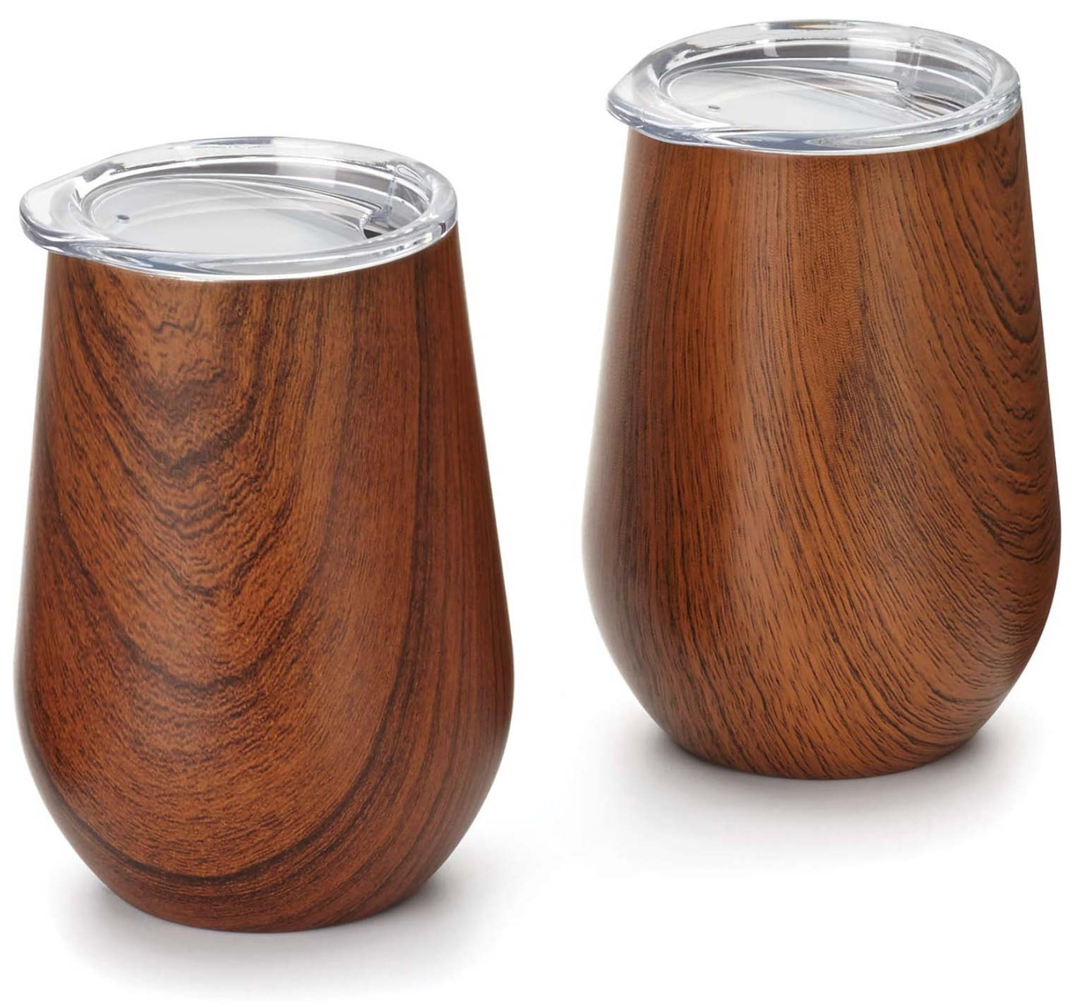 Outset Double Wall Wine Tumblers with Lids – Wood Grain Set of 2