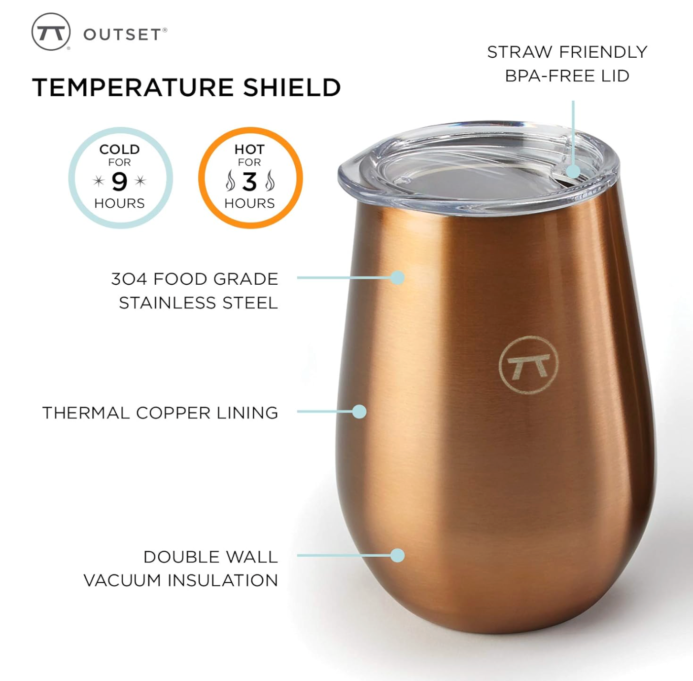 Outset Double Wall Wine Tumblers with Lids – Wood Grain Set of 2