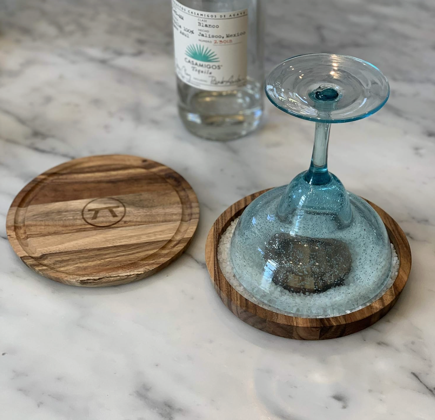 Outset 3-in-1 Acacia Wood Salt Rimmer & Cutting Board Container