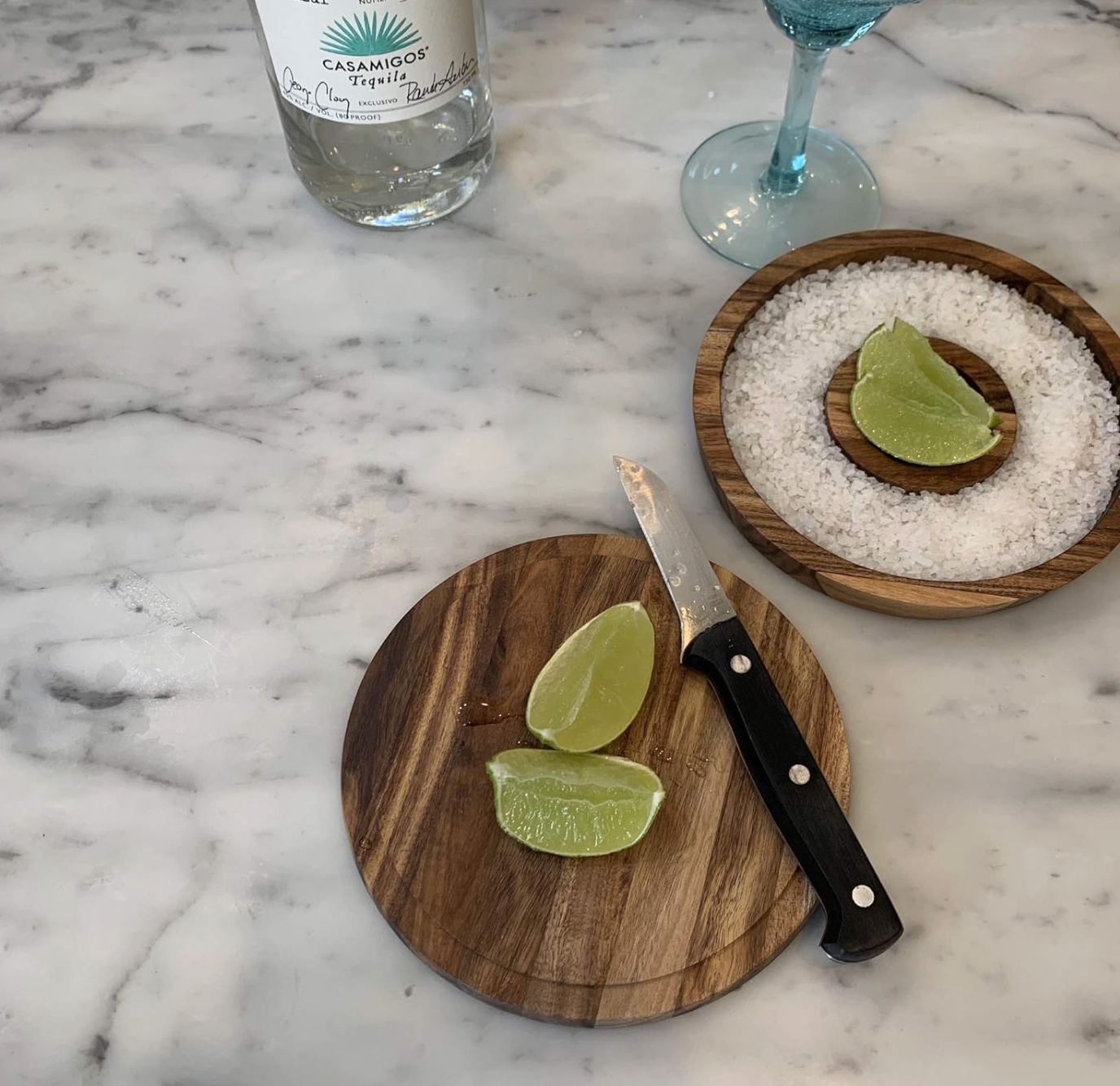 Outset 3-in-1 Acacia Wood Salt Rimmer & Cutting Board Container