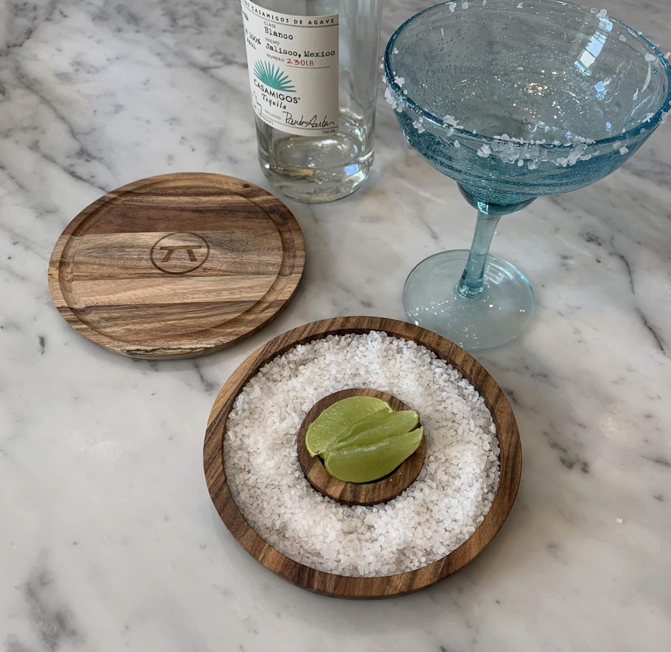 Outset 3-in-1 Acacia Wood Salt Rimmer & Cutting Board Container