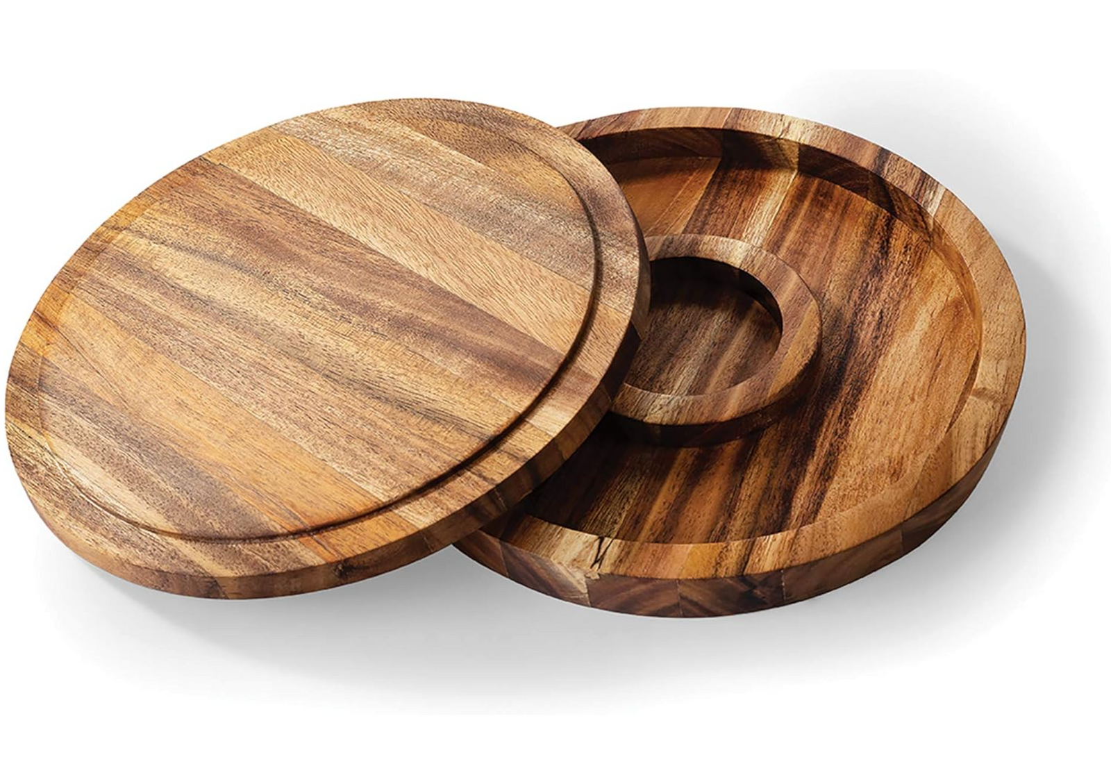 Outset 3-in-1 Acacia Wood Salt Rimmer & Cutting Board Container