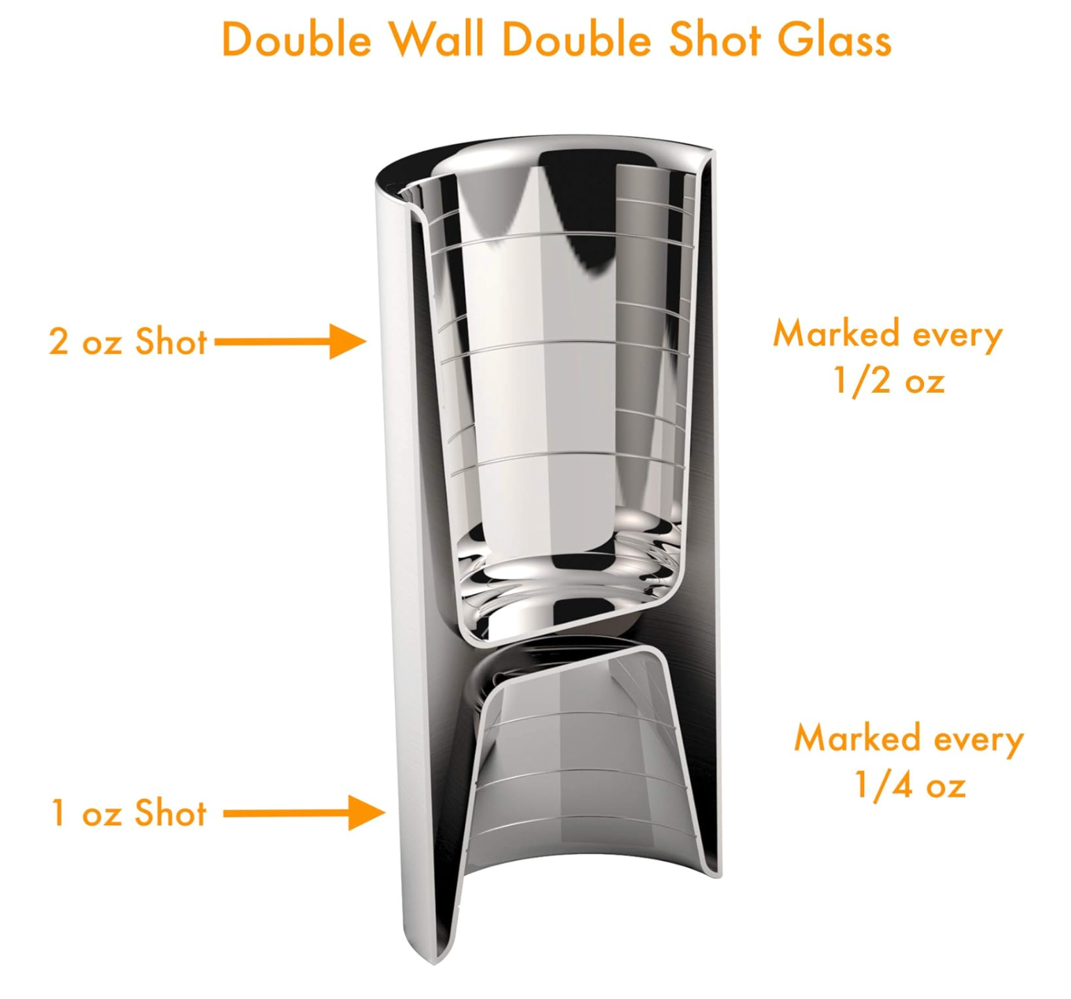 Outset Double Wall Measuring Jigger – 1 oz & 2 oz Stainless Steel