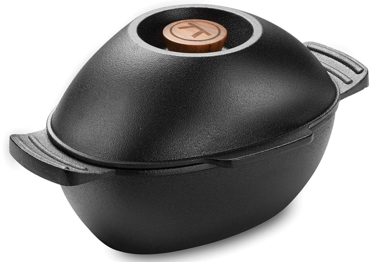 Outset Cast Iron Seafood &amp; Mussel Pot with Lid – 2.5 Qt