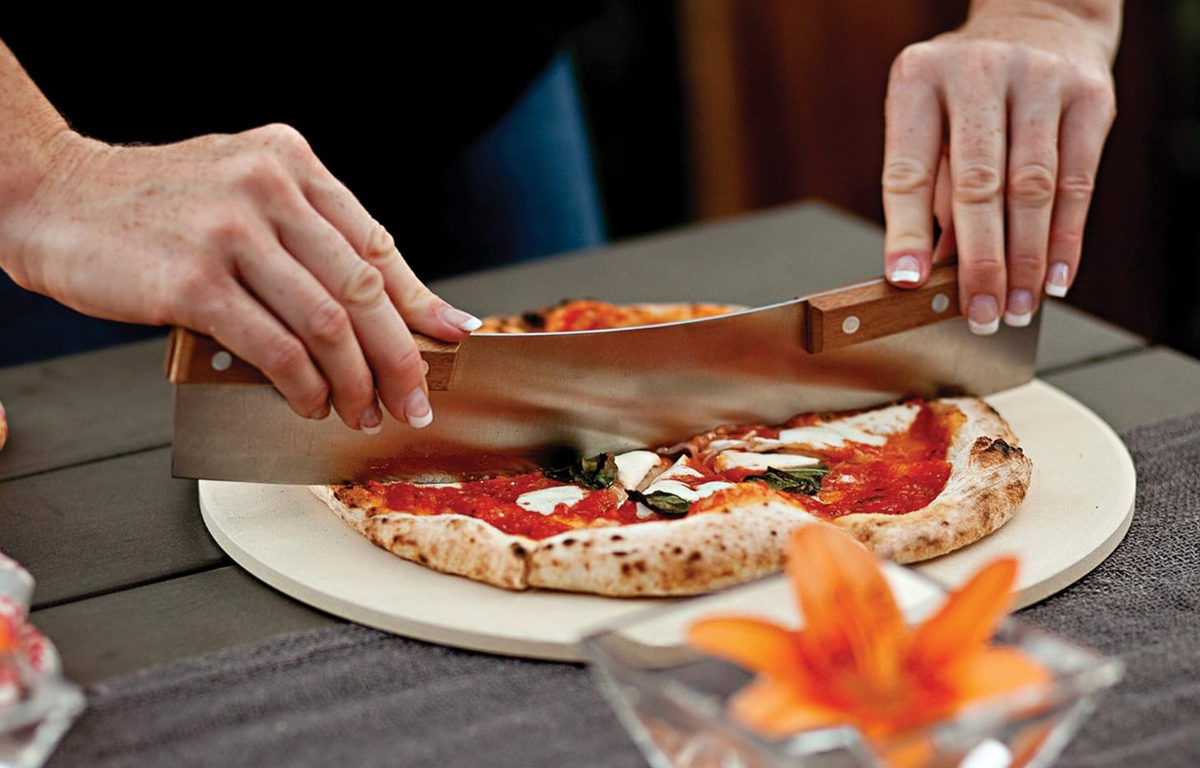 Outset Acacia Handle Pizza Rocker Cutter