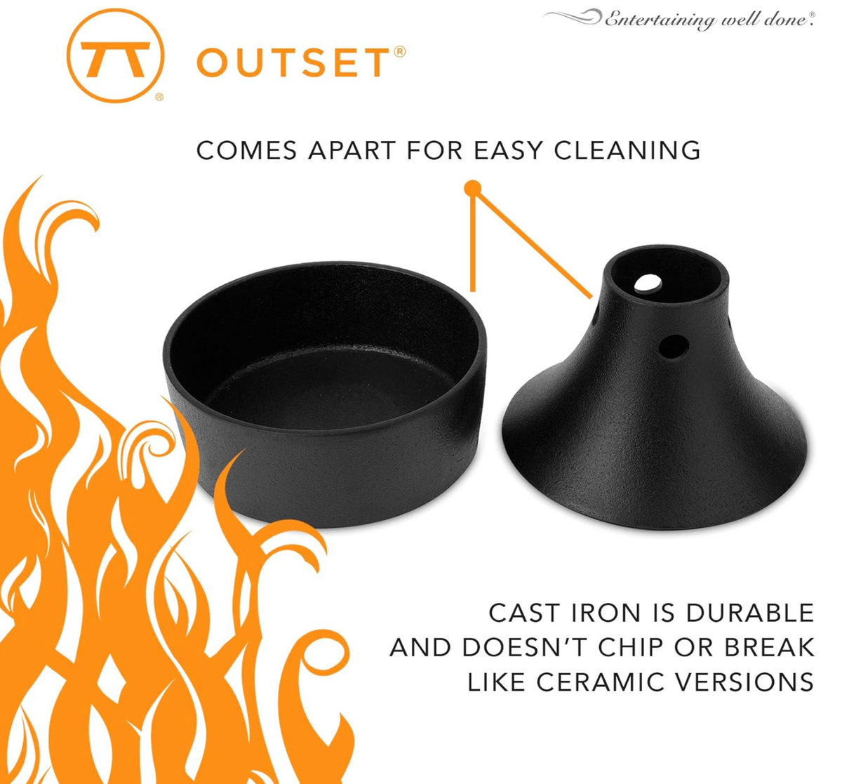 Outset Cast Iron Beer Can Chicken Holder & Flavor Infuser