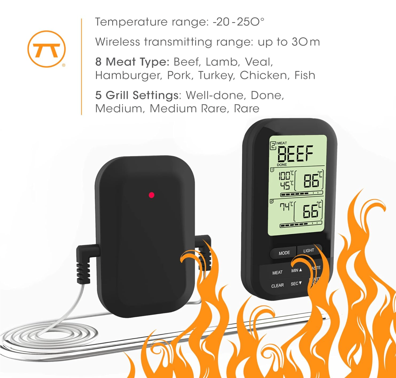 Outset Digital Wireless Dual Probe BBQ Thermometer