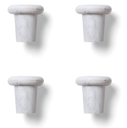 Outset Flat Wine Bottle Stoppers – Set of 4 White Marble