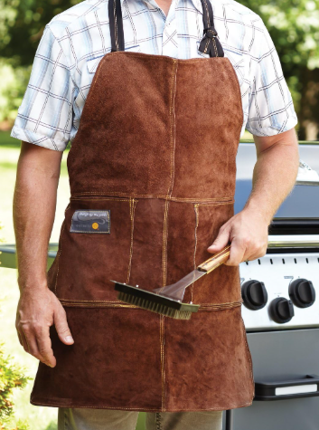 Outset Brown Leather Grill Apron – One Size Fits All