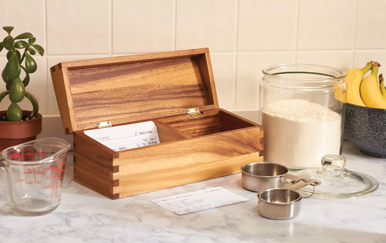 Recipe Box – 2 Compartments for 3 x 5" Cards