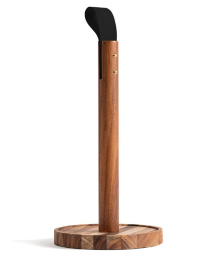 Paper Towel Holder – Acacia Wood & Leather
