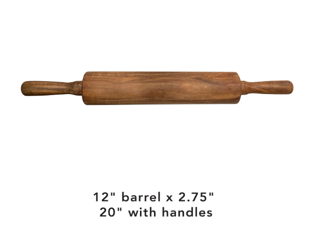 Rolling Pin – 12" / 30.5 cm Barrel, Acacia Wood