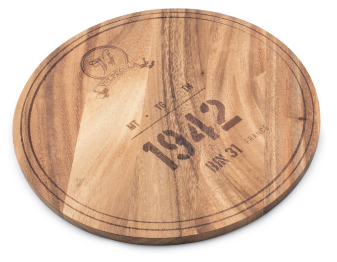 Circle Serving Board – 1942 Wine Barrel Engraving