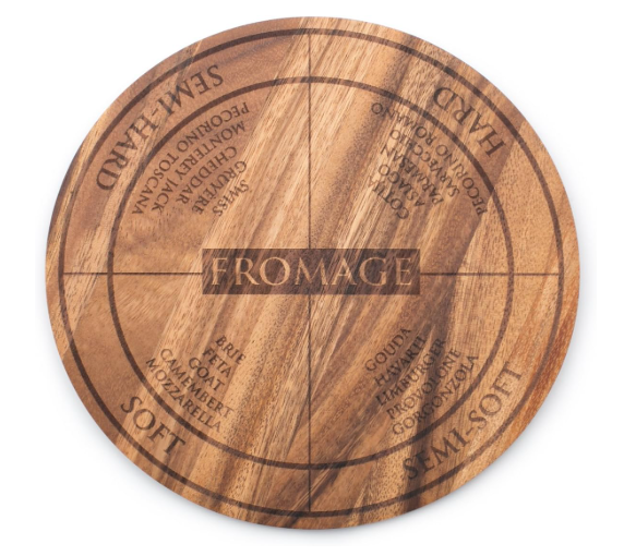 Circle Serving Board – Cheese Engraving, Acacia Wood
