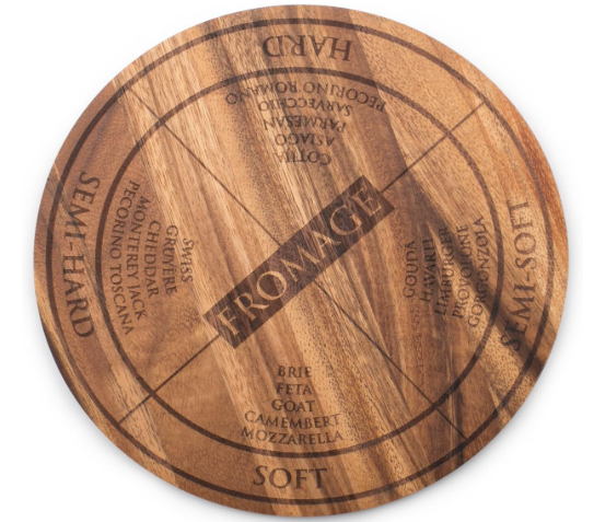 Circle Serving Board – Cheese Engraving, Acacia Wood