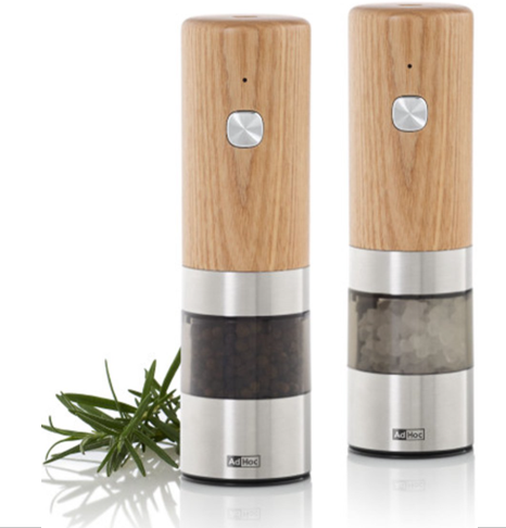 AdHoc i.Mill Electric USB Salt and Pepper Mill – Ash Wood – 6.7" / 17 cm