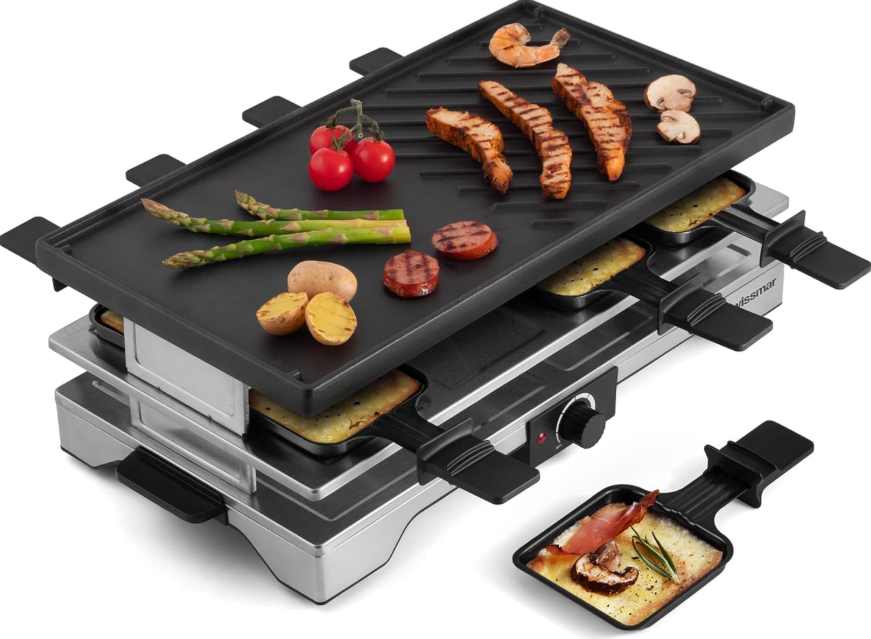 Swissmar Verso 8-Person Raclette Grill – Cast Iron Plate