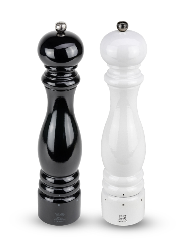 Peugeot Paris U’Select Black Lacquer Pepper and White Lacquer Salt Mill Set  - 12” / 30 cm