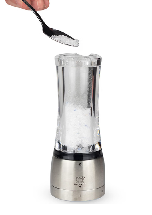 Peugeot Daman Acrylic + Stainless Steel Salt Mill - 15 cm / 6"