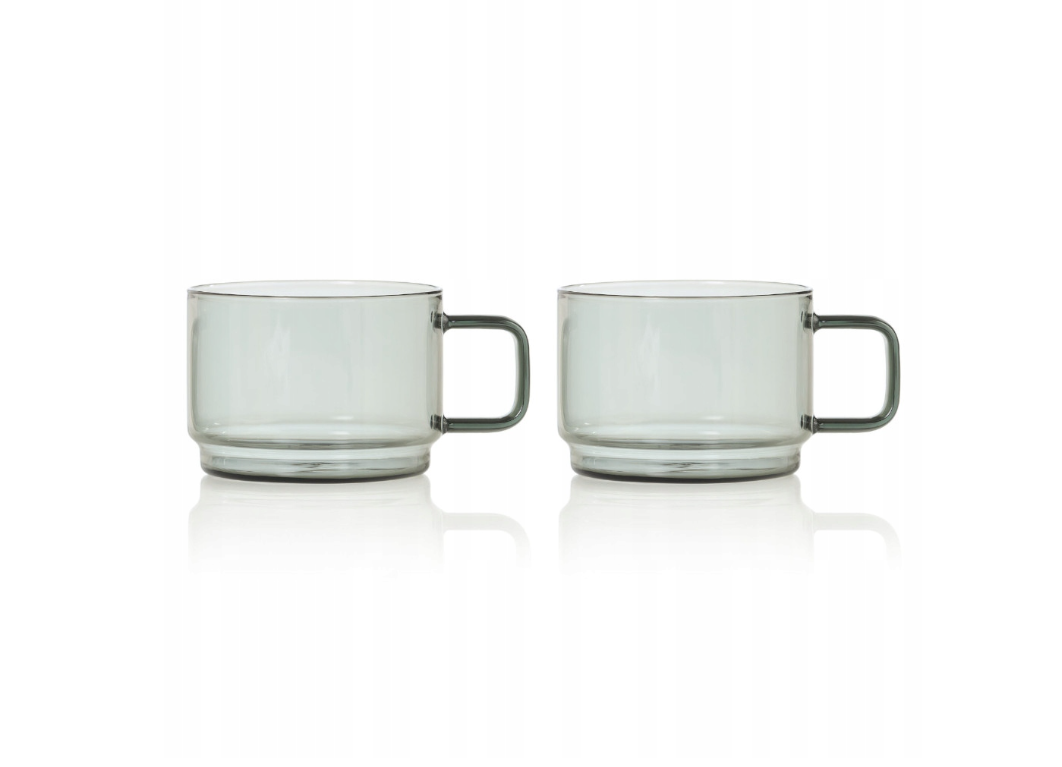 AdHoc Impact Espresso Cup Set – Grey Glass with Handle - 300 ml
