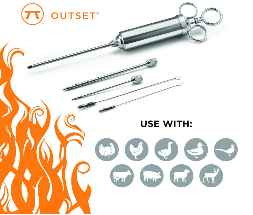 Outset Stainless Steel Marinade Injector Set – 6-Piece BBQ Kit