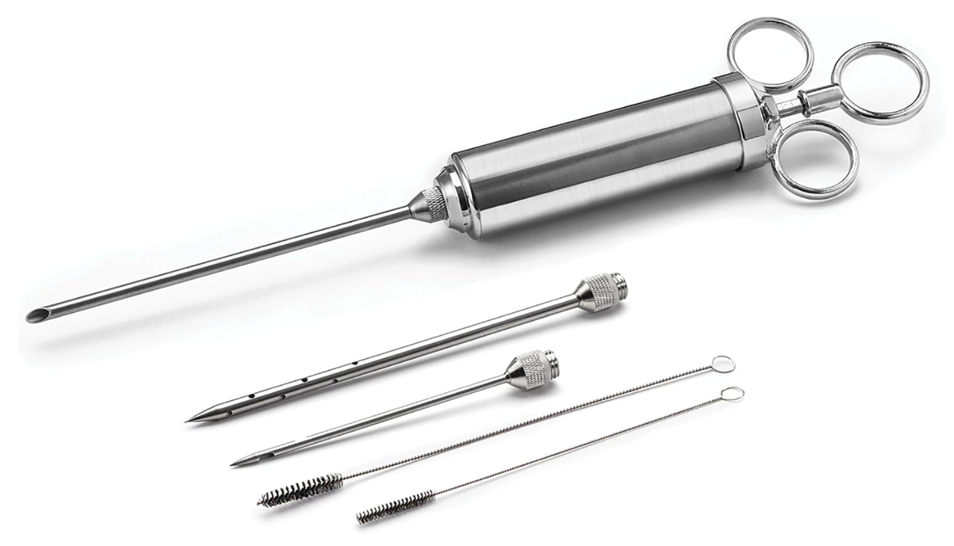 Outset Stainless Steel Marinade Injector Set – 6-Piece BBQ Kit