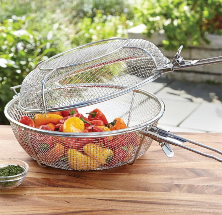 Outset Jumbo Grill Basket – Stainless Steel with Removable Handles