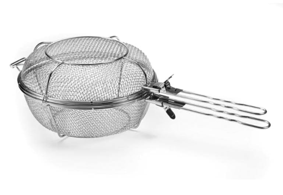 Outset Jumbo Grill Basket – Stainless Steel with Removable Handles