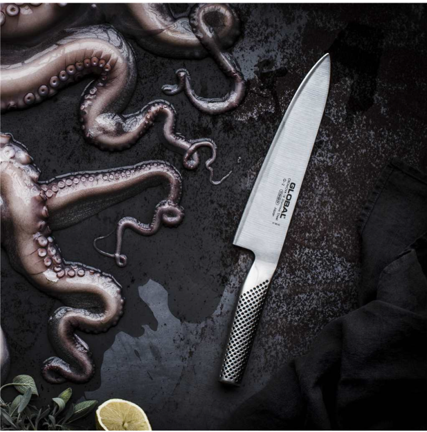 Global Knife & Sharpener Set 2pc (G2, 220 Red Sharpener) Global by Kitchen Niche