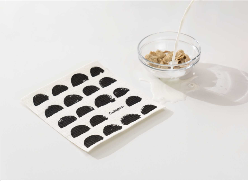 Cuisipro Reusable Eco Cleaning Cloth – Small 20 x 17 x 0.2 cm / 7.87 x 6.7" – Black Dots Cuisipro by Kitchen Niche