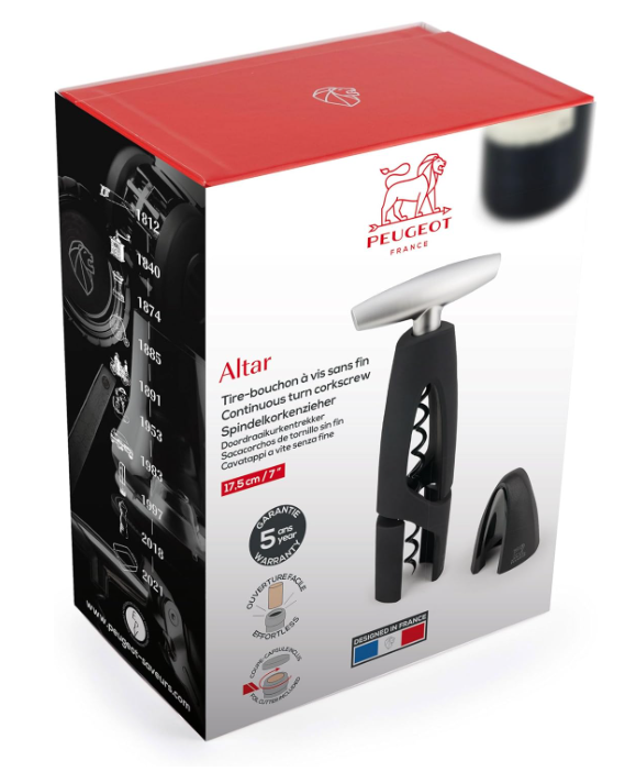 Peugeot Black Altar Corkscrew with Foil Cutter by Kitchen Niche