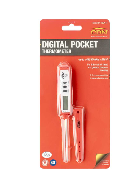 CDN Waterproof QuickRead Digital Thermometer - Red