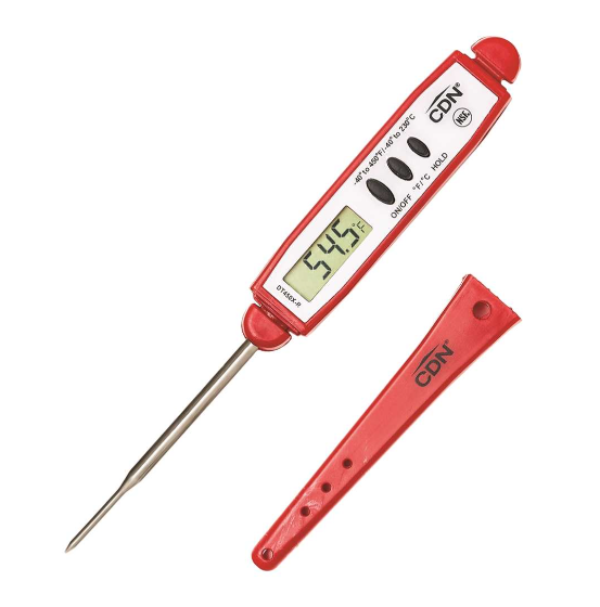 CDN Waterproof QuickRead Digital Thermometer - Red