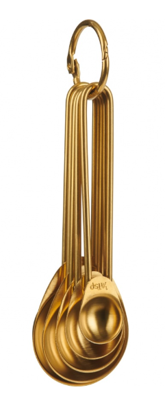 Trudeau Stainless Steel Measuring Spoon Set – Gold – 5-Piece Trudeau by Kitchen Niche