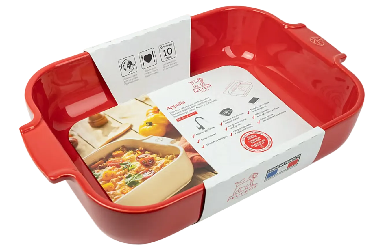 Peugeot Ceramic Baking Dish – Rectangular – Red – 36 cm