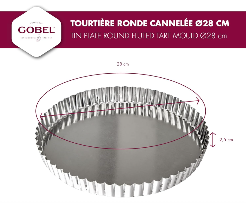 Gobel Fluted Round Quiche Mold – 11" x 1" / 28 x 2.5 cm