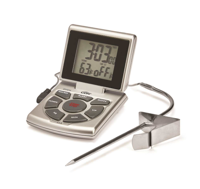 CDN Digital Probe Thermometer Timer Clock - Silver