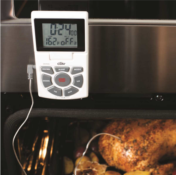 CDN Digital Probe Thermometer Timer Clock - White