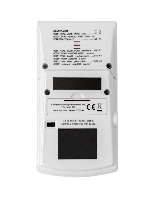 CDN Digital Probe Thermometer Timer Clock - White