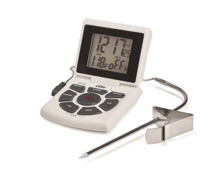 CDN Digital Probe Thermometer Timer Clock - White
